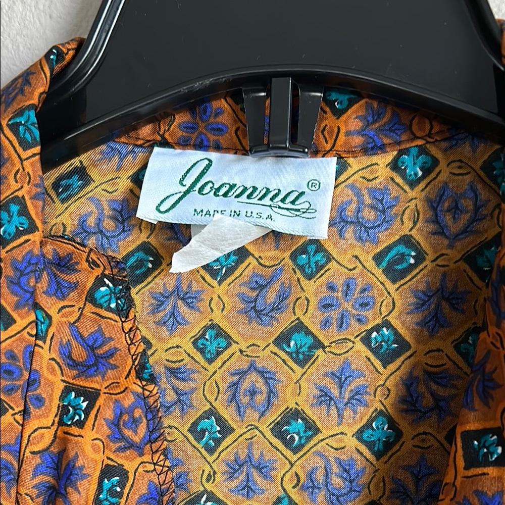 Vintage Patterned Orange Blouse - image 3